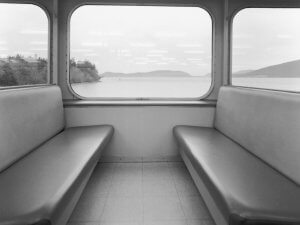 Seats in ferry (B&W)