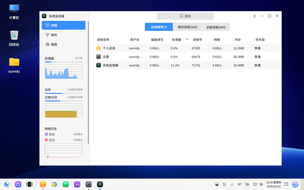 银河麒麟操作系统 V11 系统监视器