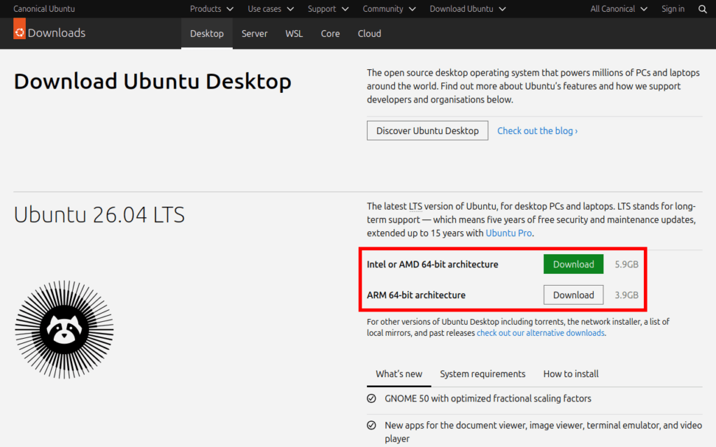 下载 Ubuntu 26.04 LTS